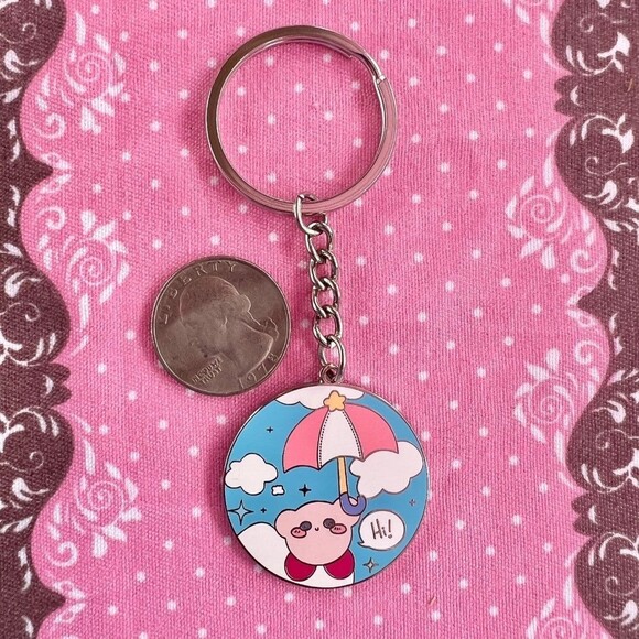 Kirby Umbrella nintendo ultra kawaii Keychain - Picture 3 of 4